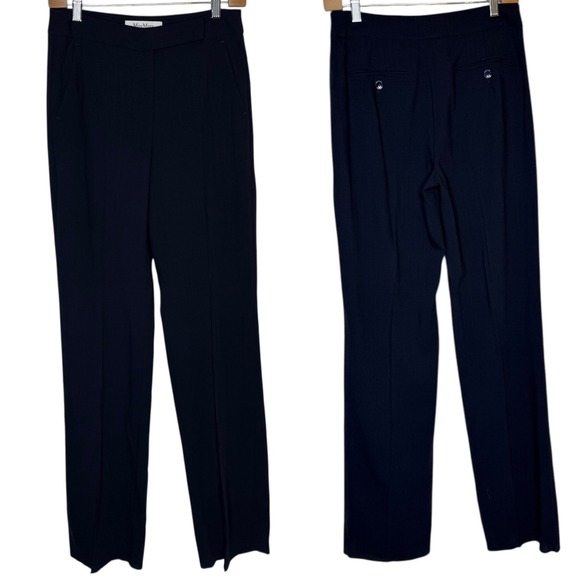 Max Mara Wool Wide Leg Pants Pleated Navy Trousers size 4